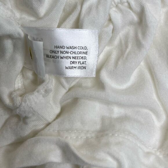 Old Navy Boho Ruffle Neck Long Sleeve Peplum Cream Rayon Shirt Women Medium - Picture 9 of 16